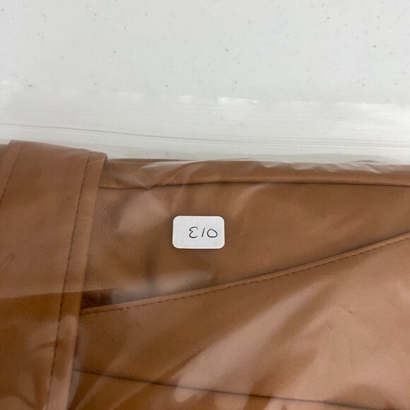 7 For All Mankind Faux Vegan Leather Belted Wide Leg Pants Trousers Camel Color - Picture 6 of 6